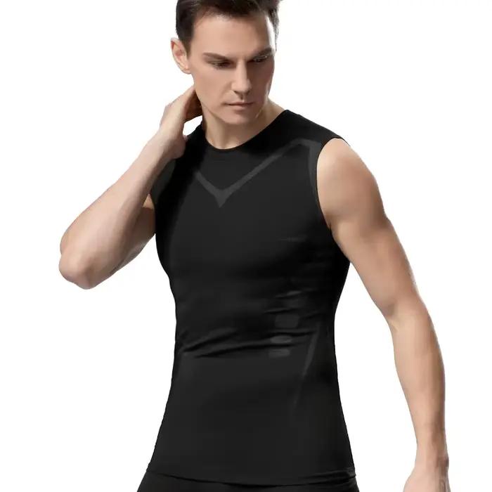 Débardeur de Compression pour hommes, chemise de gymnastique sans manches, impression à séchage rapi