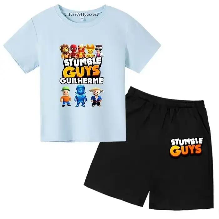 T-shirts à manches courtes + pantalons pour garçons et filles de 3 à 13 ans, 2 pièces, tenues d'été