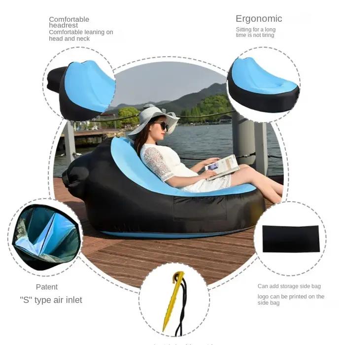 OTAUTAU-Chaise longue gonflable portable, canapé de camping en plein air, pouf confortable, pouf, ja
