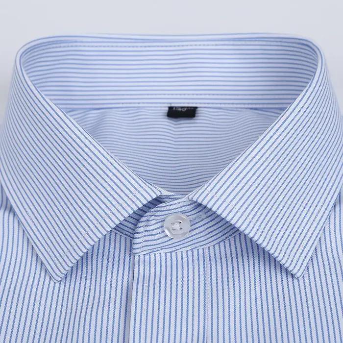 Chemise en coton pour hommes, sans fer, couleur unie, décontractée, sergé, mode, manches longues, bu