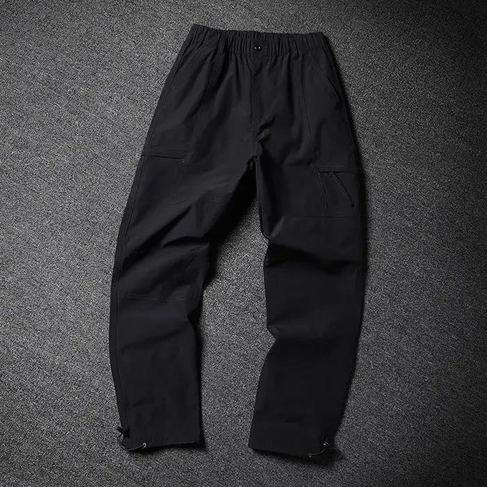 Pantalon cargo multi-poches à jambes larges pour hommes, 1 pièce, taille élastique avec cordon de se