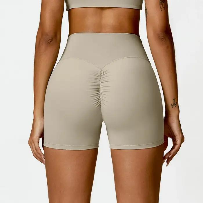 Hearuisavy Short de sport taille haute pour femme, effet push-up fessier froncé, coupe ajustée, pour