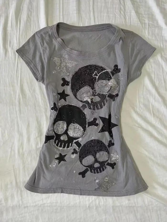T-shirts pour femmes japonais Y2k, vêtements tendance des années 2000, hauts, imprimé graphique étoi