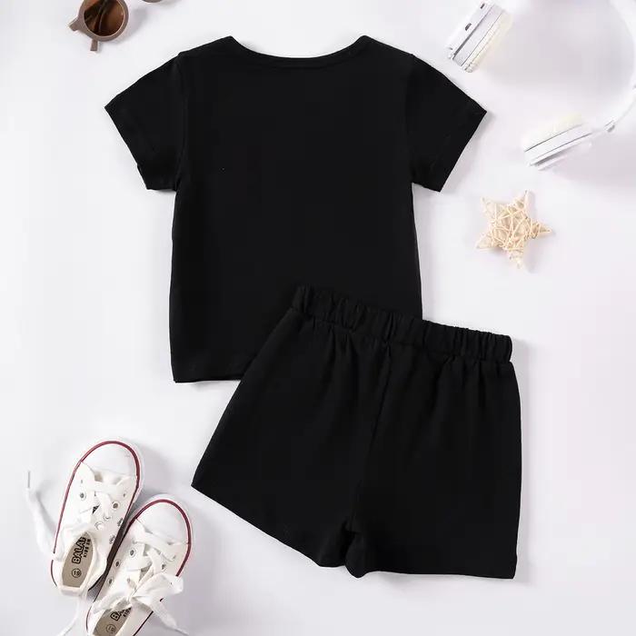 Ensemble de sport 2 pièces pour enfants survêtement imprimé court et t-shirt d'été vêtements de sport doux rapide séchage occasions spéciales enfants