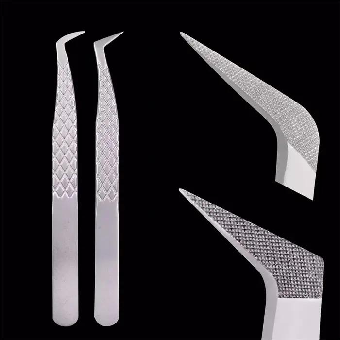 Pince à faux-cils à pointe en Fiber nanométrique, pour Extension de cils, méga Volume, pointe fermée
