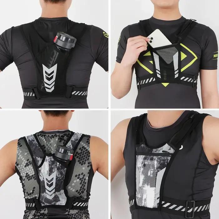 Gilet de course réfléchissant avec support pour téléphone et poche pour clés | Sangle réglable pou