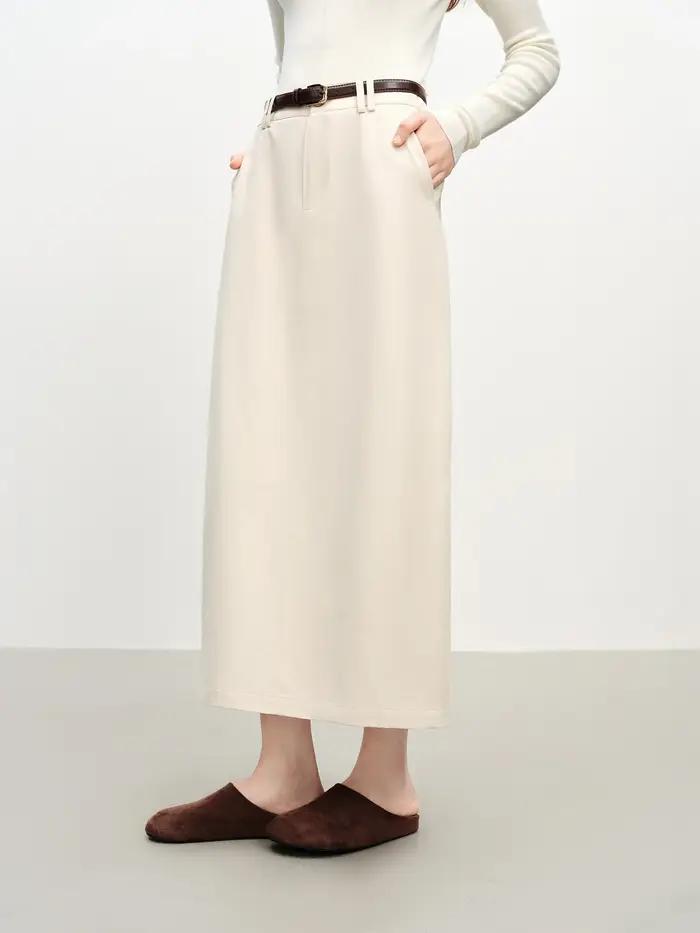 FSLE – jupe droite Extra longue en coton pour femmes, nouveau Style avec ceinture, pour les déplacem