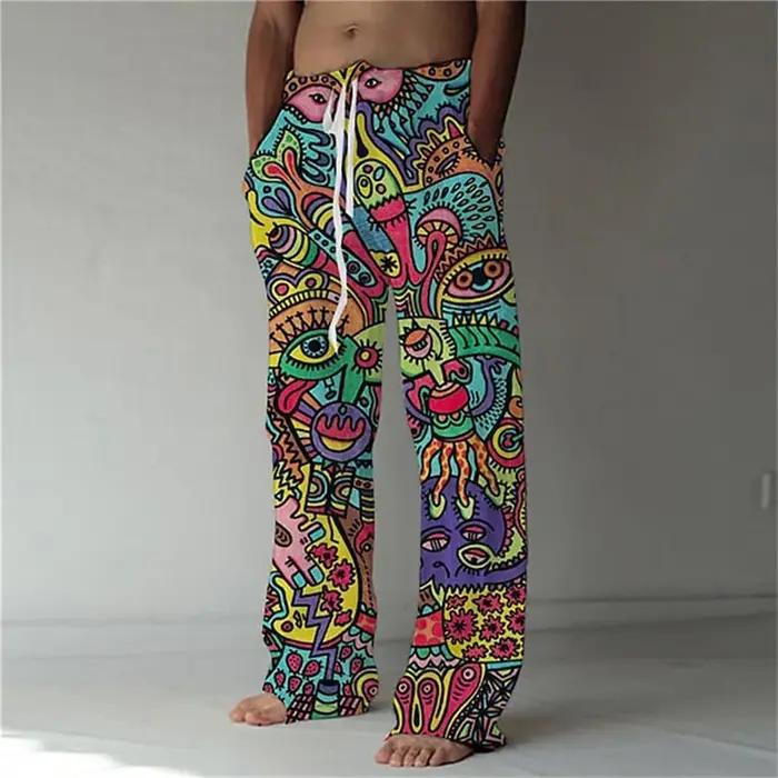 Pantalon large pour homme imprimé en 3D style hip-hop, pantalon pour homme imprimé tendance, confort