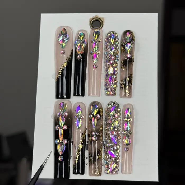 10 pièces style Punk haut de gamme, diamants carrés tridimensionnels peints à la main, diamants à po