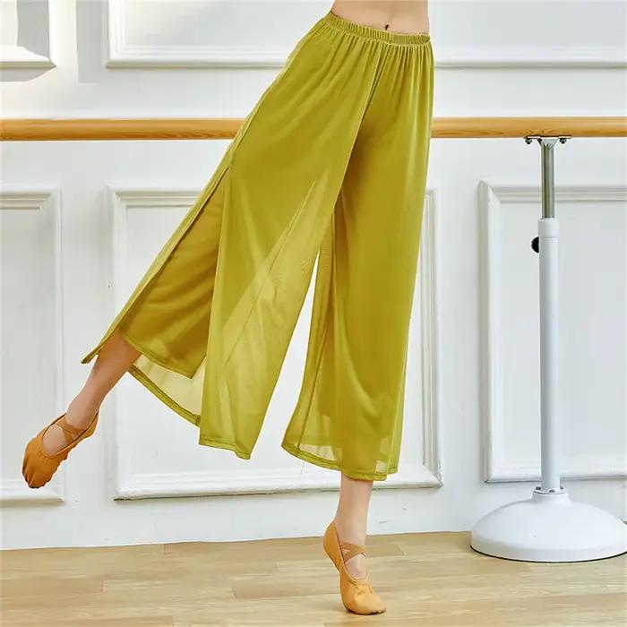 Pantalon de danse moderne pour femmes en nylon ample - Idéal pour yoga et danse classique chinoise