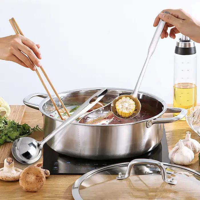 304 acier inoxydable Shabu Shabu diviseur double face cuisson soupe marmite avec couvercle