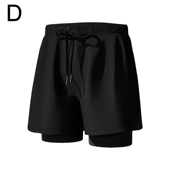 Maillot de bain 2 en 1 pour hommes, avec doublure de Compression, extensible, séchage rapide, short