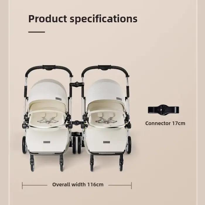 2025 nouvelle poussette jumelle haute vue poussette pliante légère pour jumeaux avec deux enfants, p