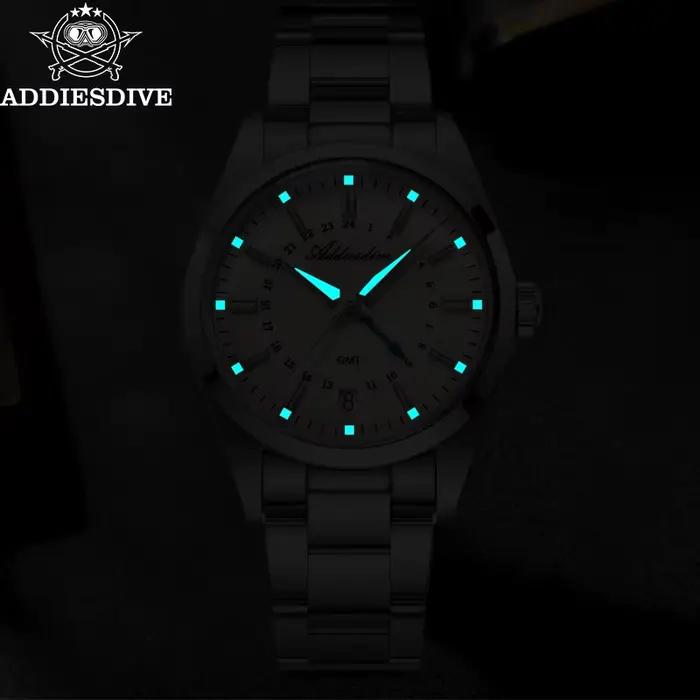 ADDIESDIVE 36mm montre analogique pour hommes GMT 515-24H montre BGW9 lumineux 100m étanche en acier