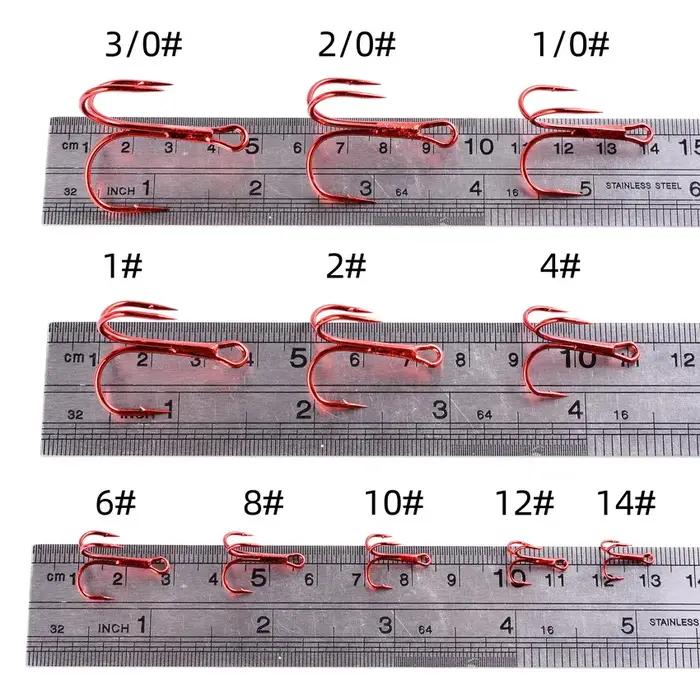 Lot de 10 hameçons rouges en acier à haute teneur en carbone, crochets ronds et courbés pour la pêch