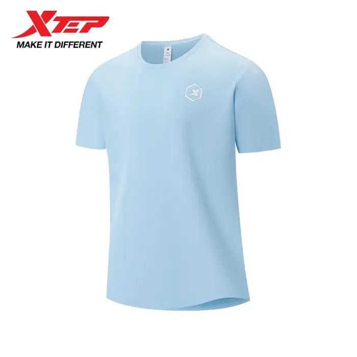 Xtep T-Shirt à manches courtes et col rond pour hommes, séchage rapide, entraînement sportif, respir