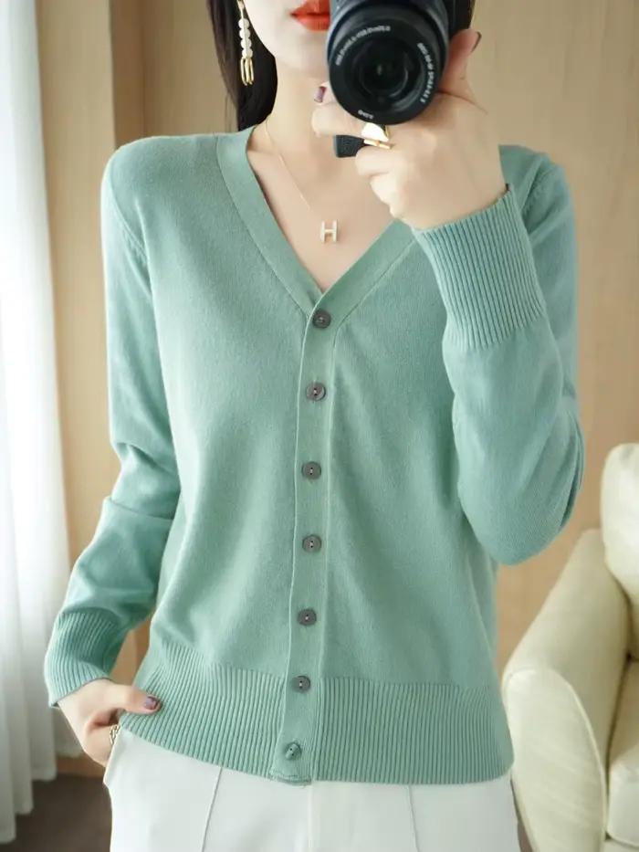 Début de l'automne nouveau Andy cachemire tricot Cardigan col en v couleur unie mode haute qualité c