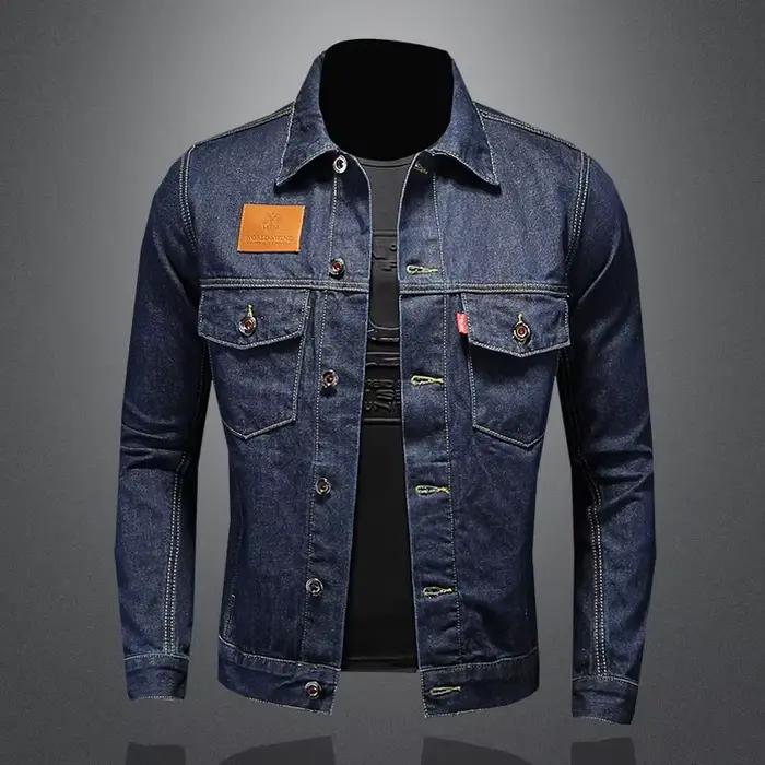 Manteau en Denim décontracté bleu foncé pour hommes, de haute qualité, classique, à la mode, Style e