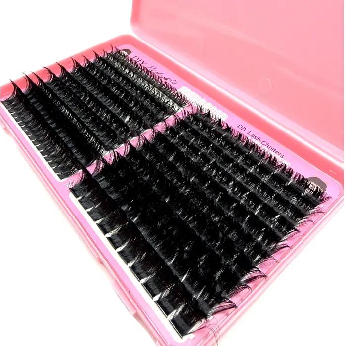 200D/100D épais moelleux grappe cils D Curl naturel doux faux cils extensions bricolage individuel M