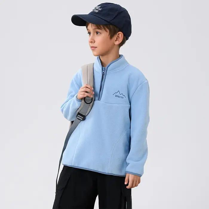 Veste polaire épaisse à col montant pour enfants, manteau coupe-vent de sport pour garçons et filles