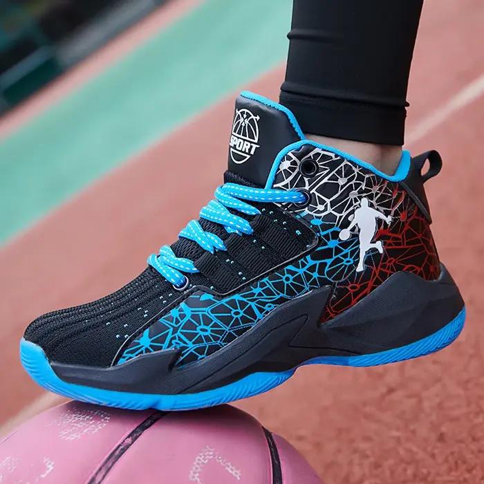 Chaussures de basket-ball pour enfants, baskets d'entraînement antidérapantes et respirantes, bottes