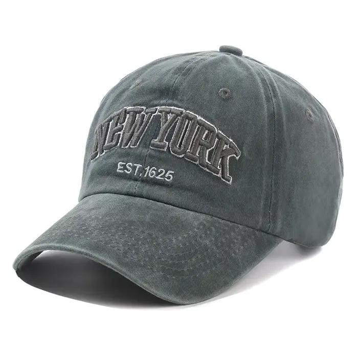 Casquette en coton délavé de New York pour hommes et femmes, Gorras à rabat, Casquette de Baseball,