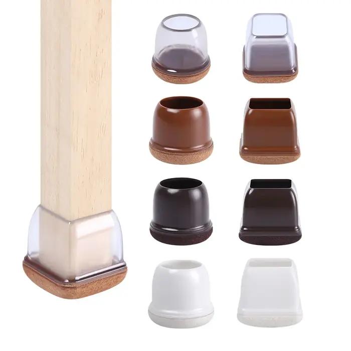 Protecteurs de pieds de chaise de table transparents, capuchons ronds et carrés pour meubles, couvre