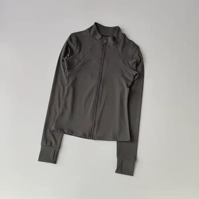 Costume de Yoga pour femmes, haut de gamme, col montant, manches longues, veste de sport, course à p