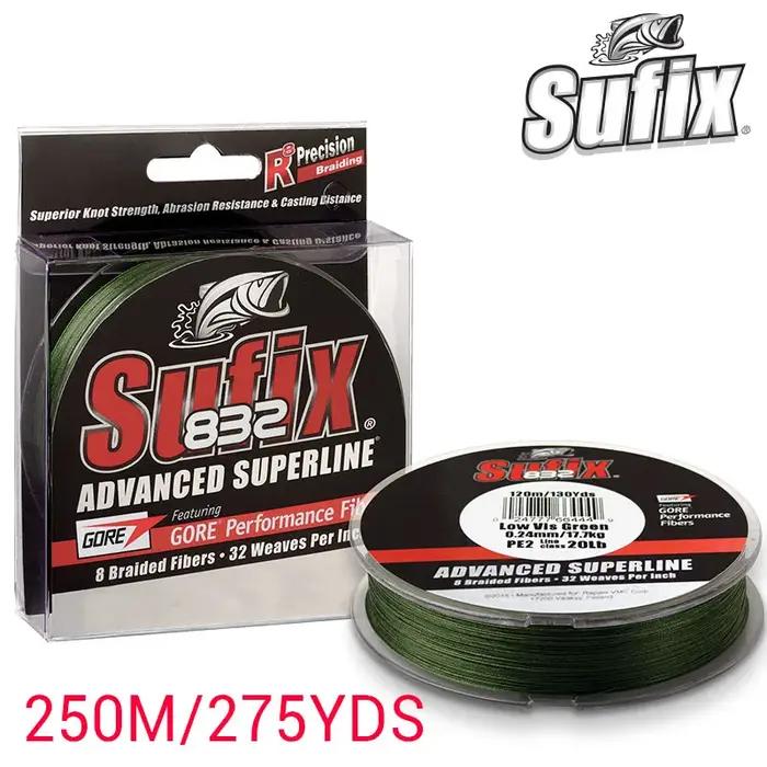 Sufix-Ligne de pêche multifilament tressée 832 PE Power Linha, longueur: 250m/275m, diamètre: 0.2mm-