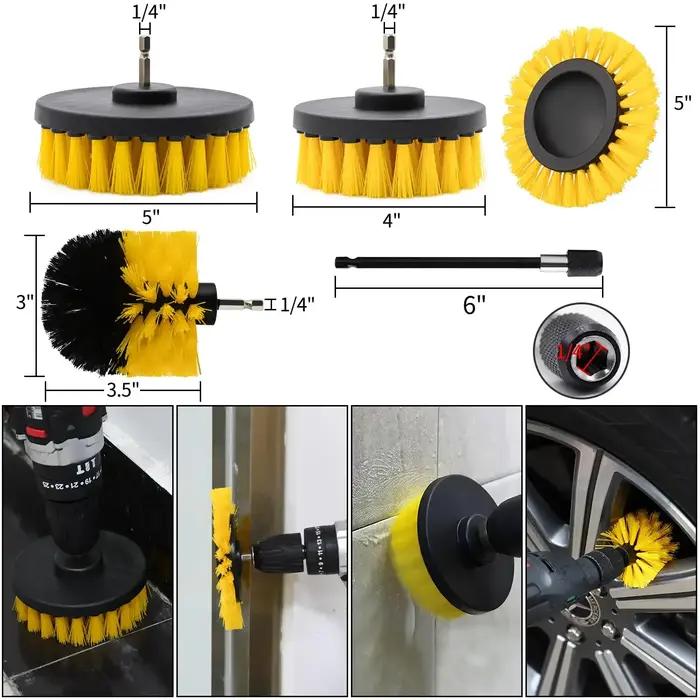 Ensemble de fixation de brosse de nettoyage, brosse à récurer électrique avec perceuse longue de 1/4