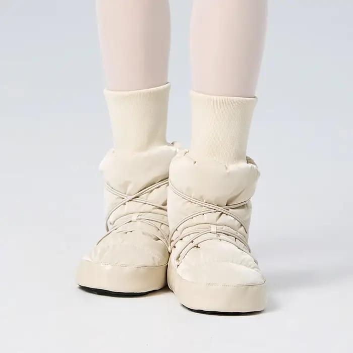 Bottes de ballet montantes chaudes pour femmes et filles - Poignets élastiques noires pour ballerines d'hiver