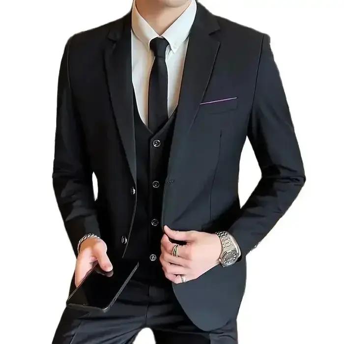S-8XL (Blazer + gilet + pantalon) mode homme décontracté en plein air gentleman affaires mariage cou