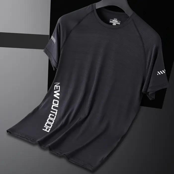 T-shirt de Sport à manches courtes pour hommes, séchage rapide, respirant, pour Jogging, Fitness