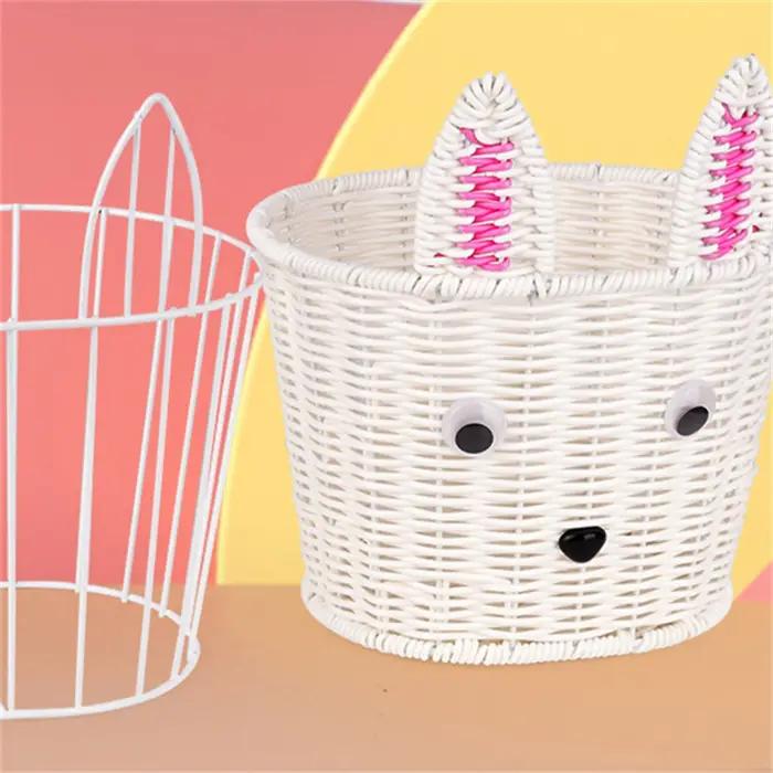 Panier avant de vélo tressé vintage style rétro pour vélos d'équilibre enfant rangement rotin support métallique occaions spéciales