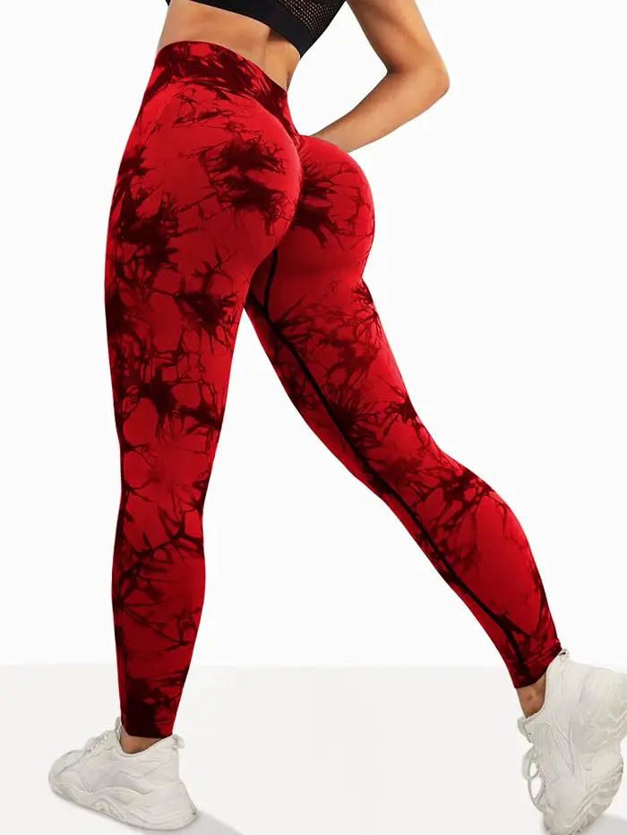 Pantalon de Yoga sans couture pour femmes, teinture par nouage, taille haute, doux et confortable, v