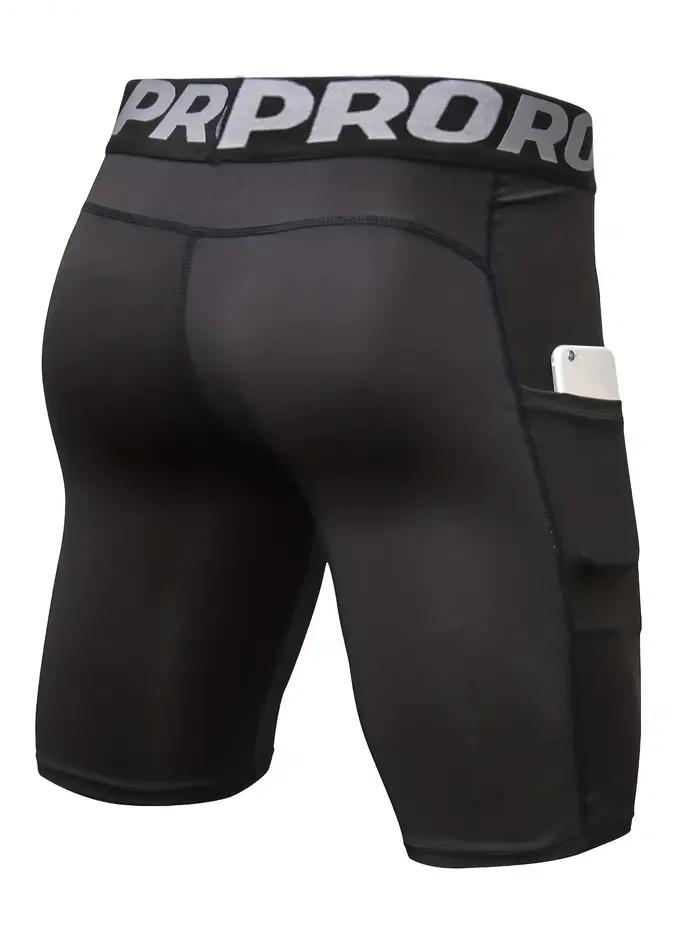 Lot de 3 shorts de compression hommes avec poche - Spandex course entraînement sportif