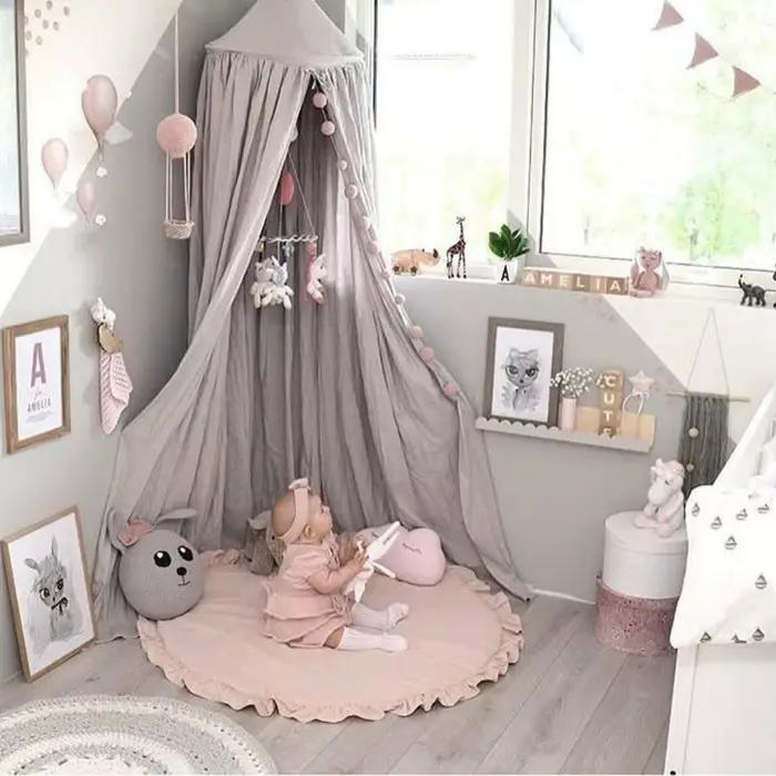 Tapis de jeu pour bébé en coton doux avec dentelle pour chambre d'enfant et pépinière occasions spéciales pour le développement moteur et créatif de bébé