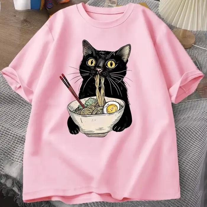 NrelucRamen-T-shirt à manches courtes pour hommes et femmes, T-shirt décontracté rétro, Économie pou