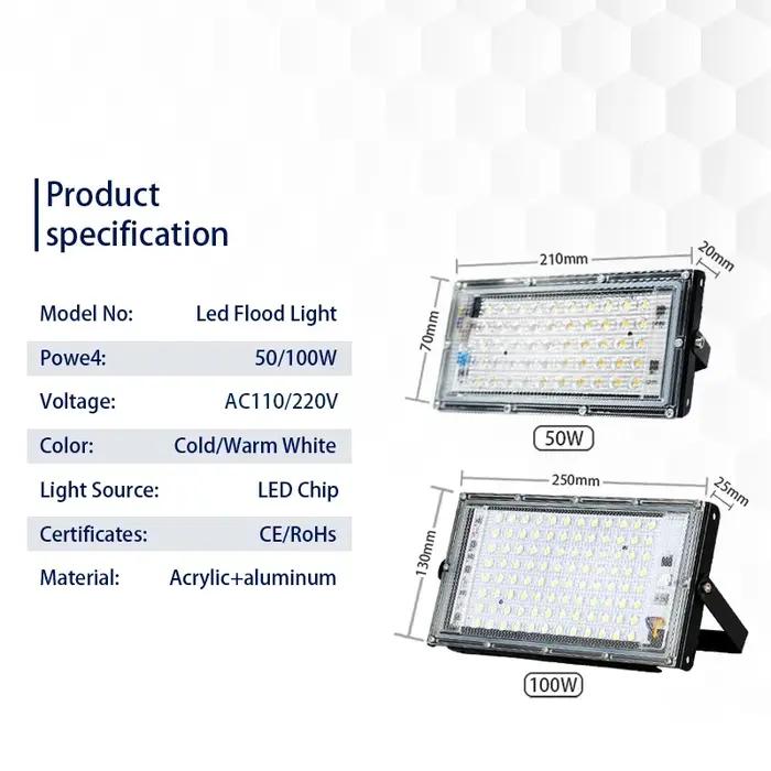 4 pcs/lot LED projecteur 100 W IP65 étanche 50 W 110 V 220 V projecteur extérieur projecteur LED lam
