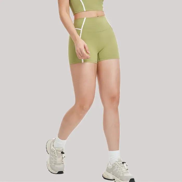 Ningyu Shorts de Yoga entraînement de gymnastique couleur contrastée Sport court femmes taille haute
