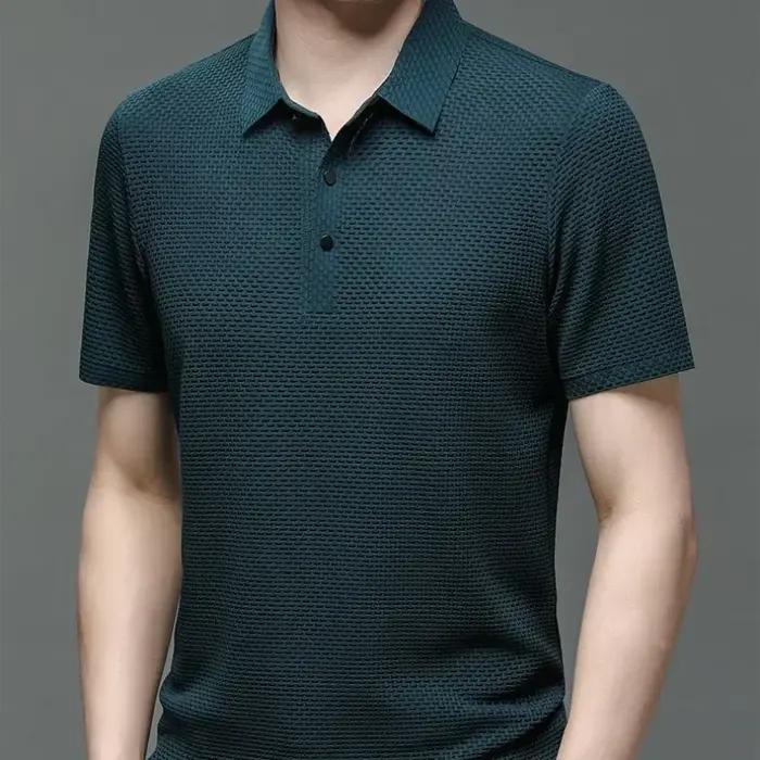 T-shirt homme soie glacée manches courtes frais respirant décontracté professionnel haut absorbant sueur