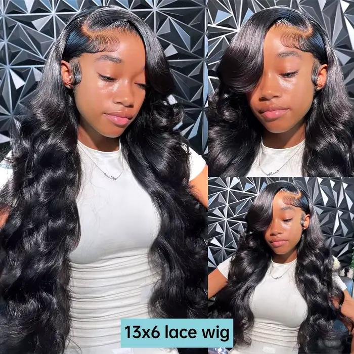 Perruque Lace Front Wig Body Wave Brésilienne Naturelle Sans Colle, Cheveux Humains, 13x4, 13x6, 34