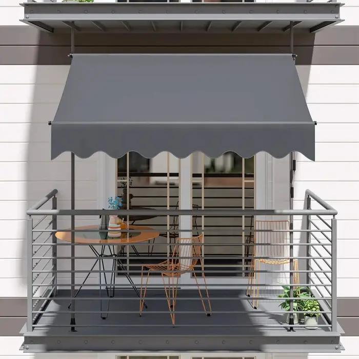Auvent de balcon rétractable UV50 +, pince de protection solaire de jardin avec manivelle sans propo