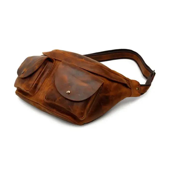 MAHEU-Grand sac de poitrine en cuir véritable pour hommes, sacs à bandoulière, sacs à bandoulière, s