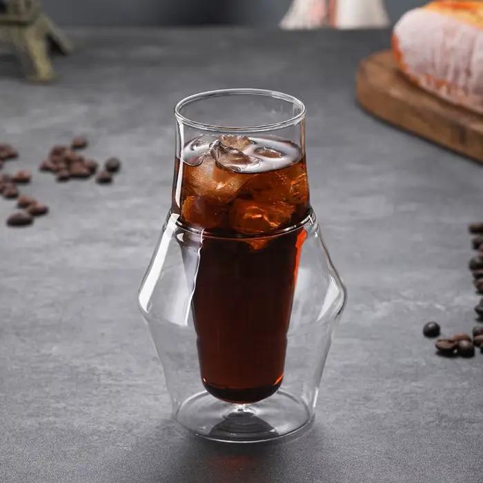 YWDL Nouvelle Tasse à Café Expresso Créative en Verre Double Paroi Anti-brûlure, Tasse à Lait, à Bra