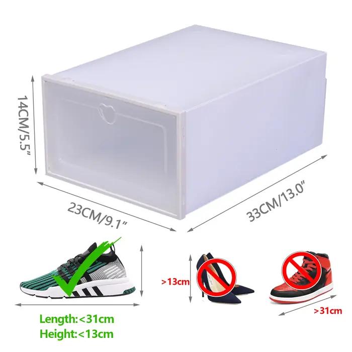 Boîtes à chaussures pliables, organisateurs de chaussures en plastique, étuis de rangement empilable