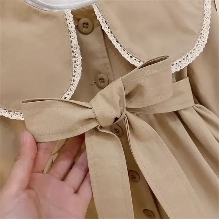 Filles Trench manteaux enfants mode taille vestes enfants col rabattu bébé mignon Long coupe-vent vê