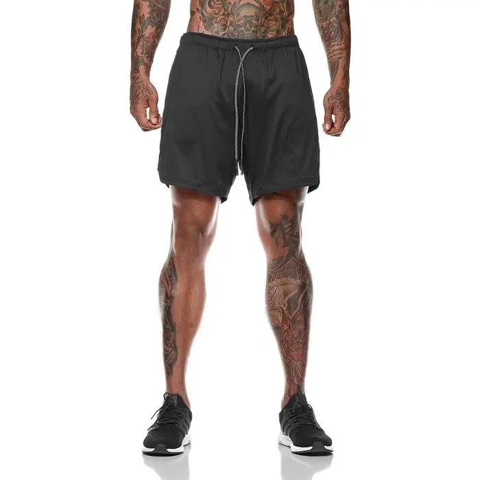 Short de Sport 2 en 1 pour hommes, vêtements de Sport, Short de course à Double pont, bas de plage,