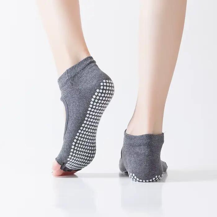 Chaussettes de Pilates dos nu à cinq orteils pour femmes, antidérapantes, pour Fitness, entraînement