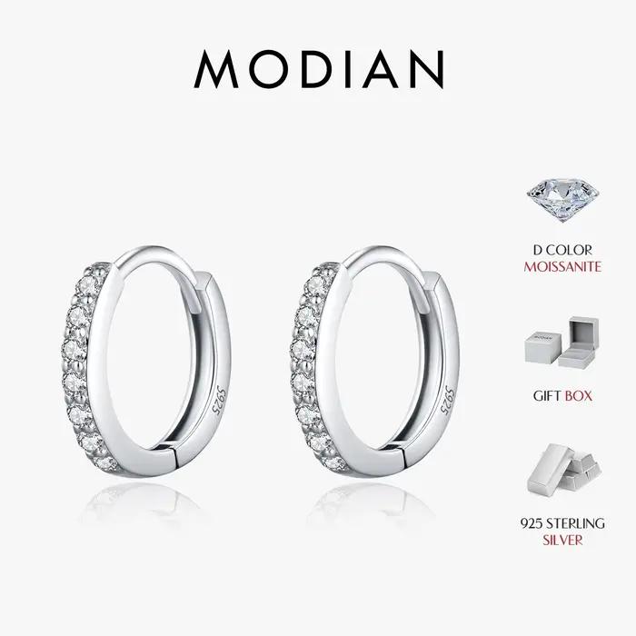 MODIAN D couleur scintillante Moissanite boucles d'oreilles 925 en argent Sterling classique brillan